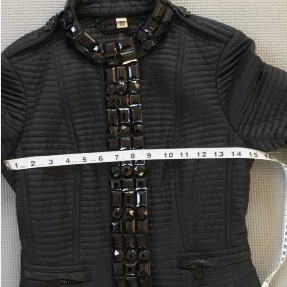 Burberry London Black Quilted Jacket with Jeweled Trim size 0/2 XS - Picture 4 of 10